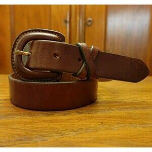 VTG EDDIE BAUER Women's Belt Brown S/M fits 25-29" Leather Covered Buckle USA